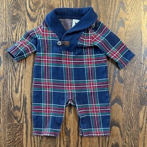 Janie and Jack Navy Plaid Romper